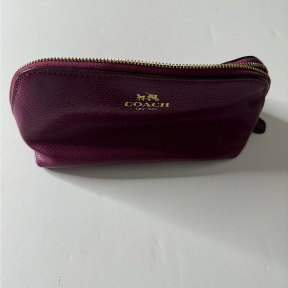 Coach Deep Purple Leather Pouch with Gold Accents - Picture 1 of 7